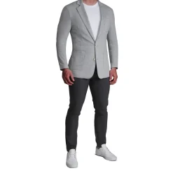 State and Liberty Unstructured Knit Blazer - Heathered Light Grey| Casual Blazers|Blazers