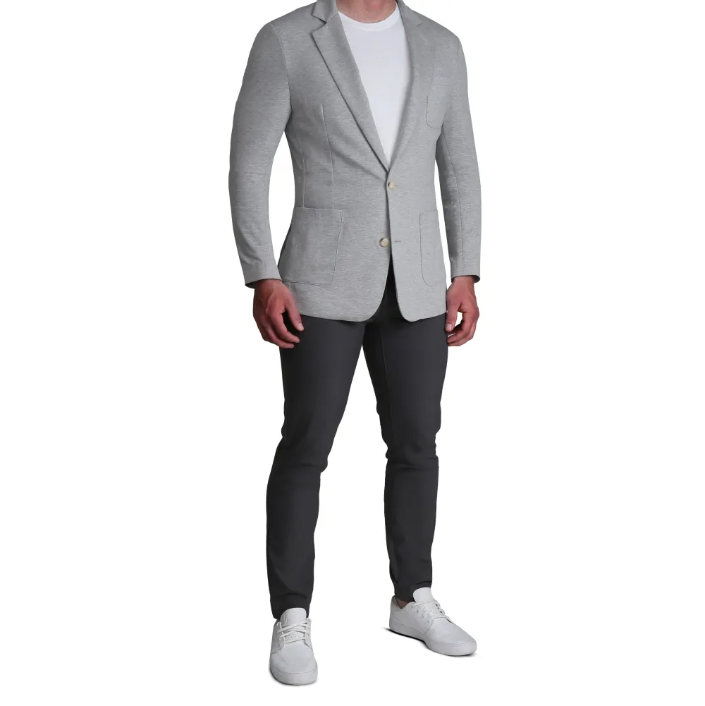 State and Liberty Unstructured Knit Blazer - Heathered Light Grey| Casual Blazers|Blazers