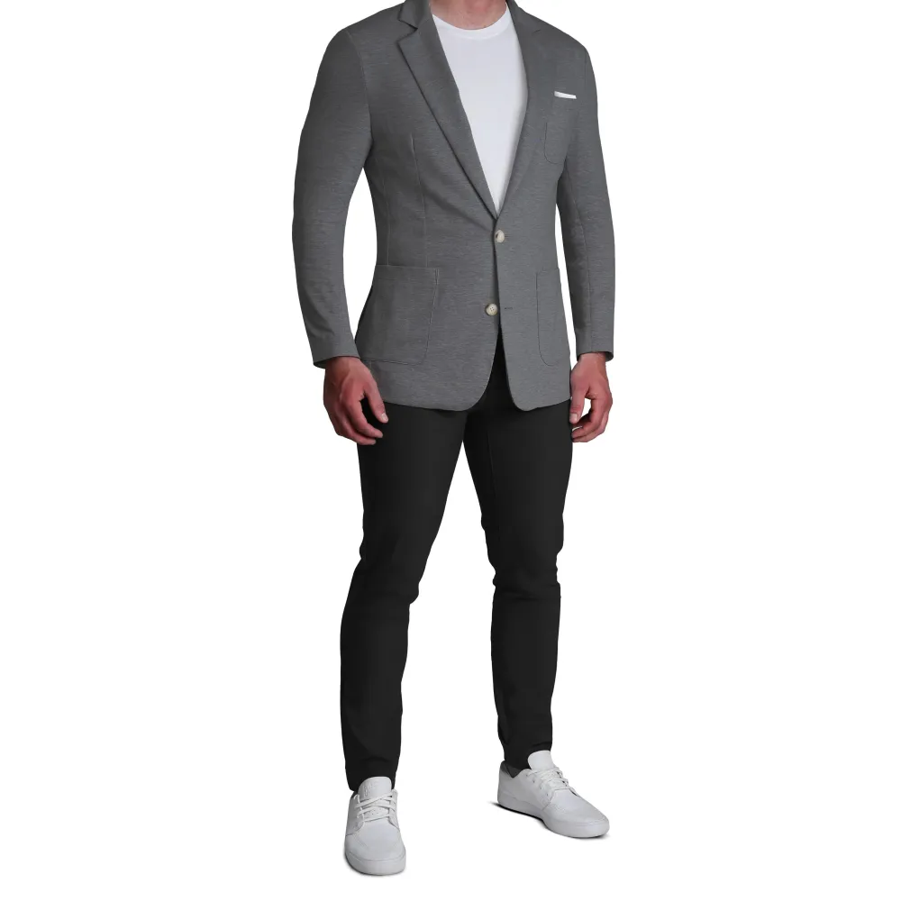 State and Liberty Unstructured Knit Blazer - Heathered Charcoal| Casual Blazers|Blazers