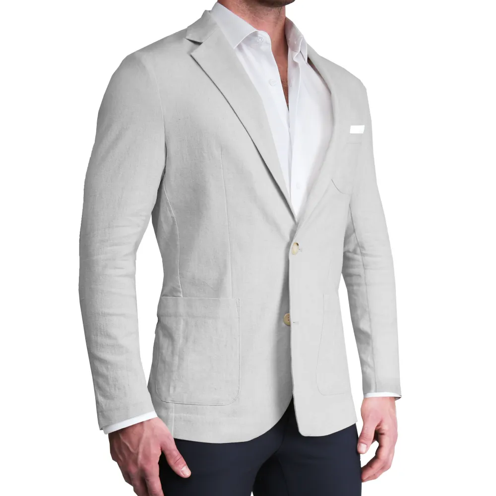 State and Liberty Unstructured Linen Blazer - Light Grey| Casual Blazers|Blazers