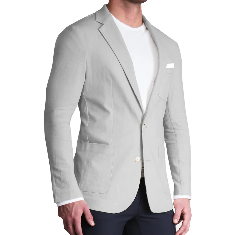 State and Liberty Unstructured Linen Blazer - Light Grey| Casual Blazers|Blazers