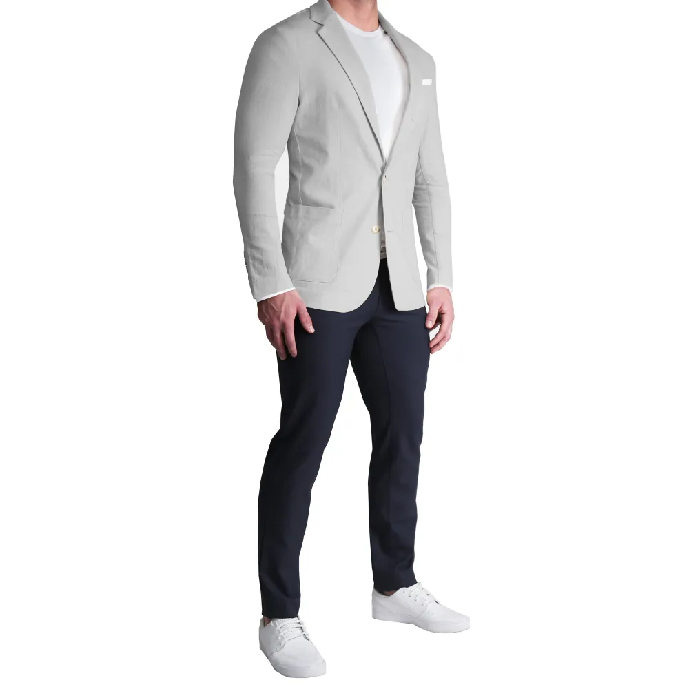 State and Liberty Unstructured Linen Blazer - Light Grey| Casual Blazers|Blazers