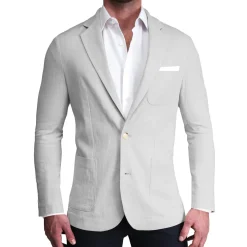 State and Liberty Unstructured Linen Blazer - Light Grey| Casual Blazers|Blazers