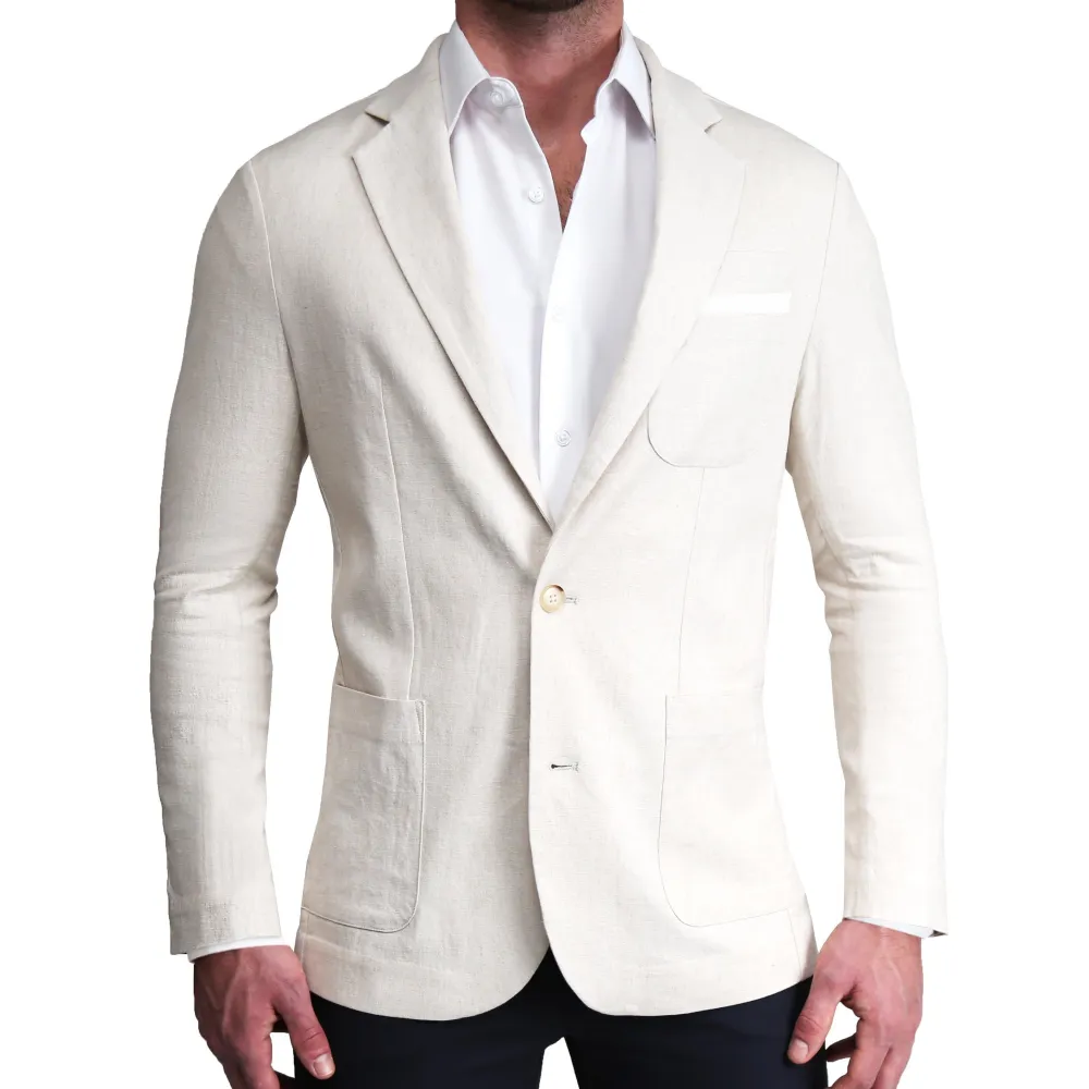 State and Liberty Unstructured Linen Blazer - Cream| Casual Blazers|Blazers