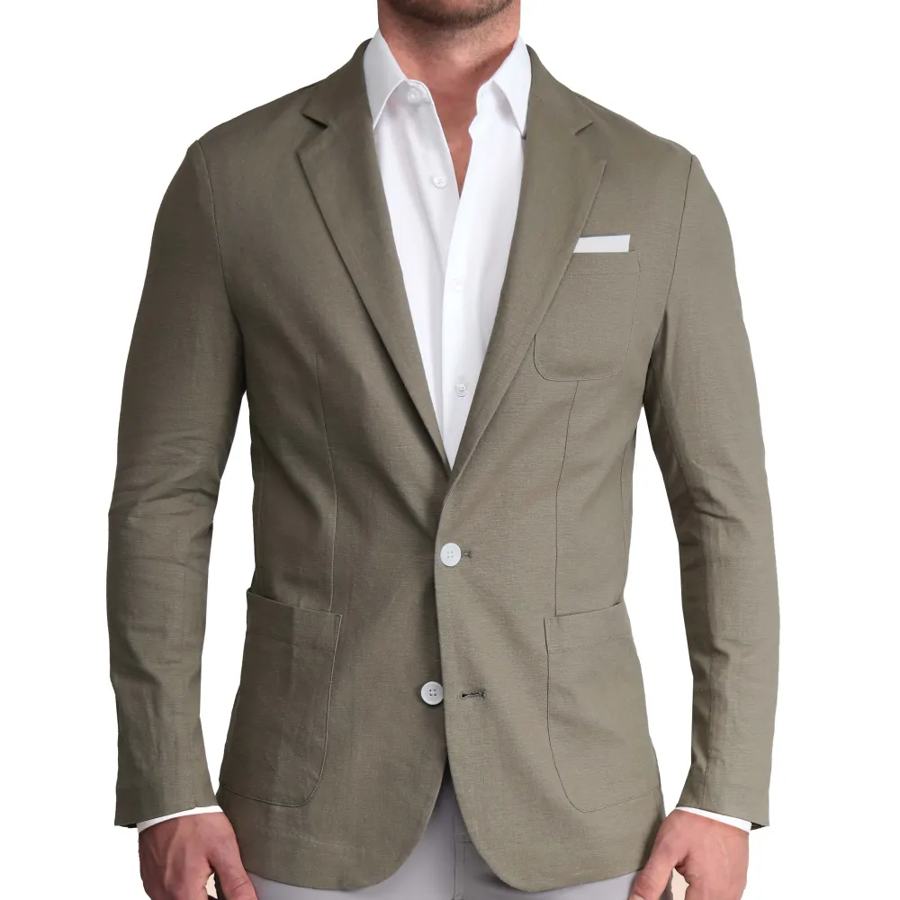 State and Liberty Unstructured Linen Blazer - Dark Olive| Casual Blazers|Blazers
