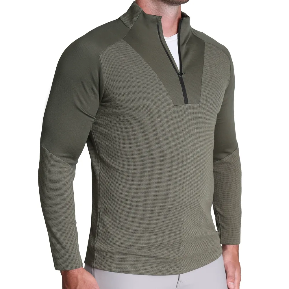 State and Liberty Waffle Knit Quarter Zip - Solid Olive| Quarter Zips & Hoodies|Casual Long Sleeves