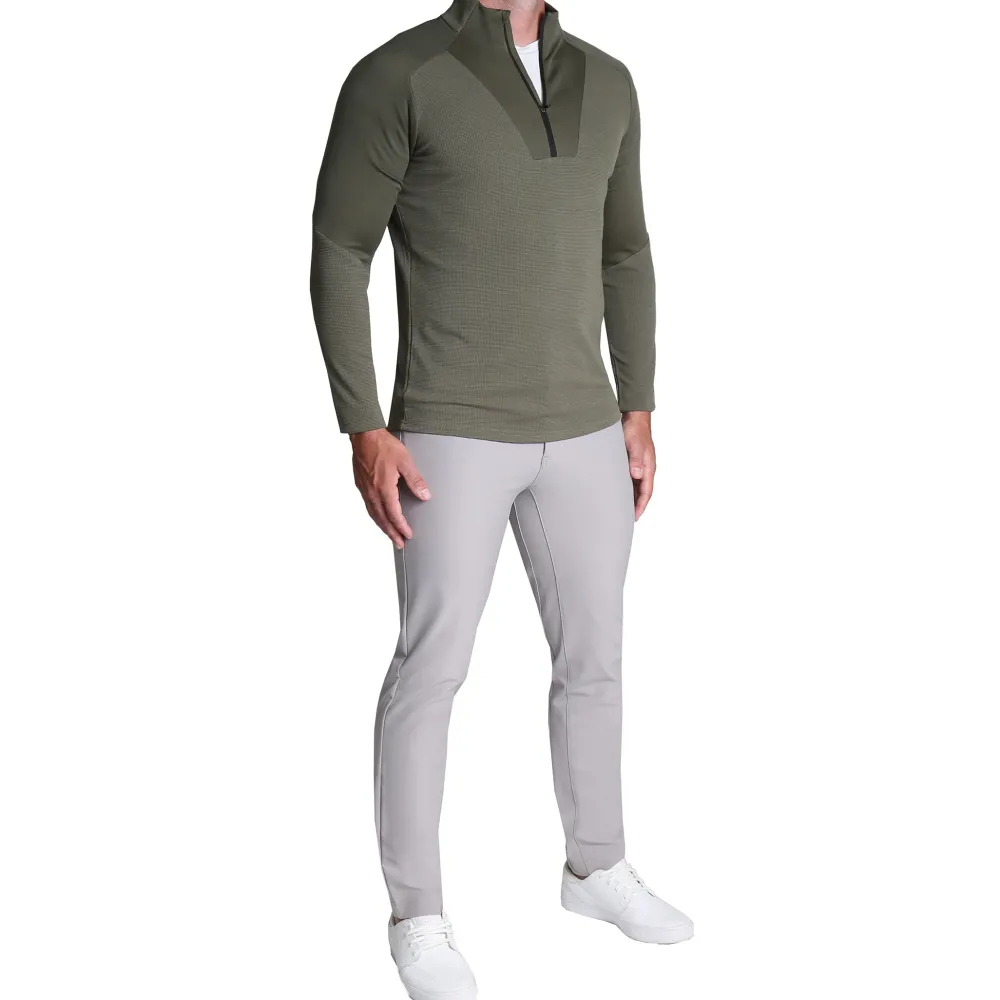 State and Liberty Waffle Knit Quarter Zip - Solid Olive| Quarter Zips & Hoodies|Casual Long Sleeves