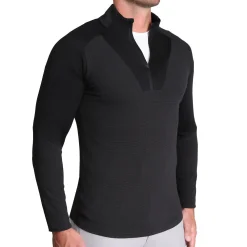 State and Liberty Waffle Knit Quarter Zip - Solid Black| Quarter Zips & Hoodies|Casual Long Sleeves