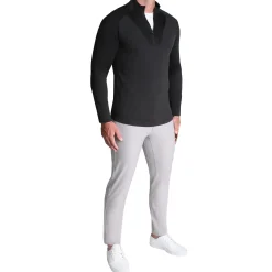 State and Liberty Waffle Knit Quarter Zip - Solid Black| Quarter Zips & Hoodies|Casual Long Sleeves
